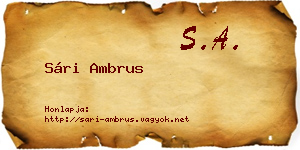 Sári Ambrus névjegykártya